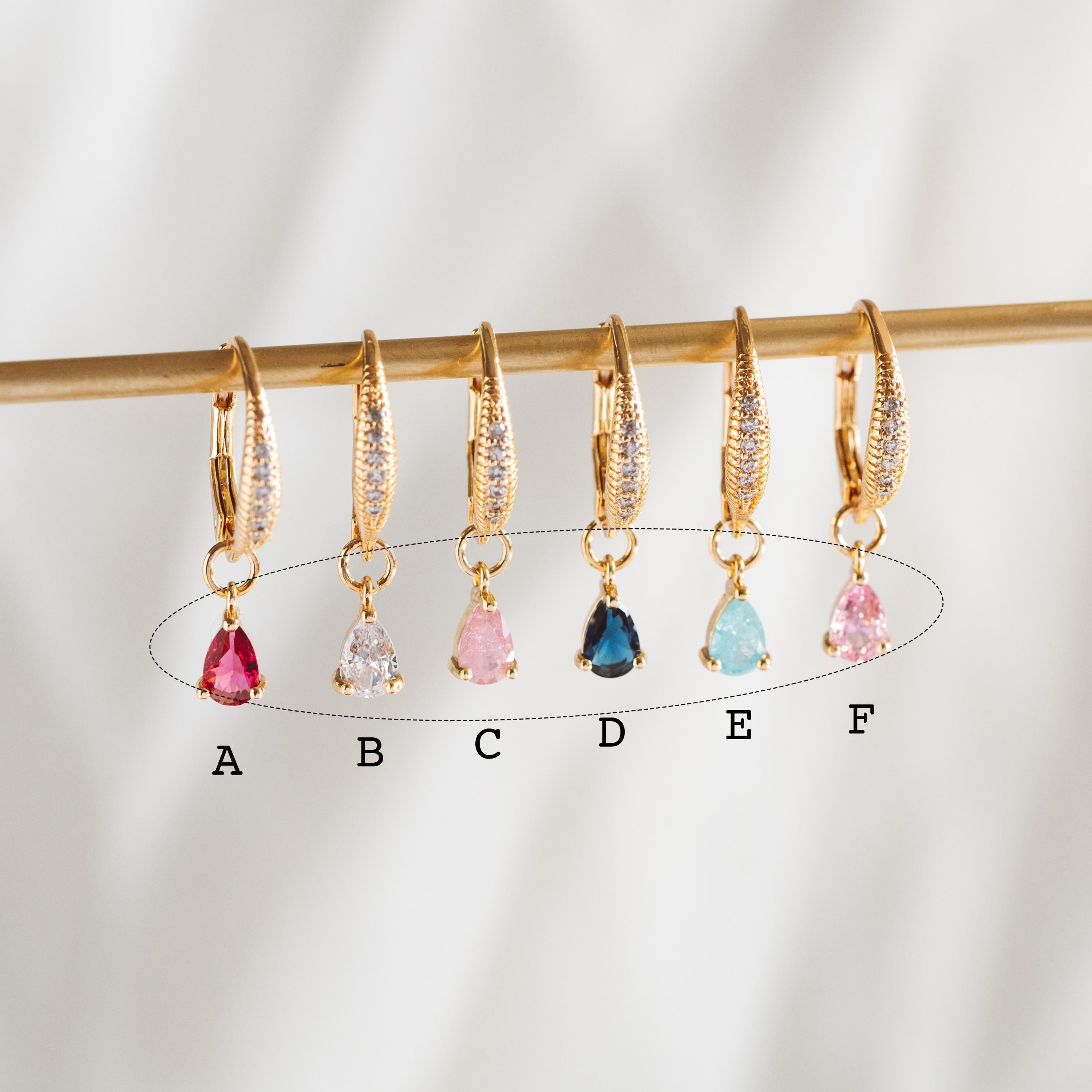 10pcs CZ Pave Teardrop Charms 8.5x5mm, 18K Gold plated Brass, Mini Water Drop Pendants (GB-812)